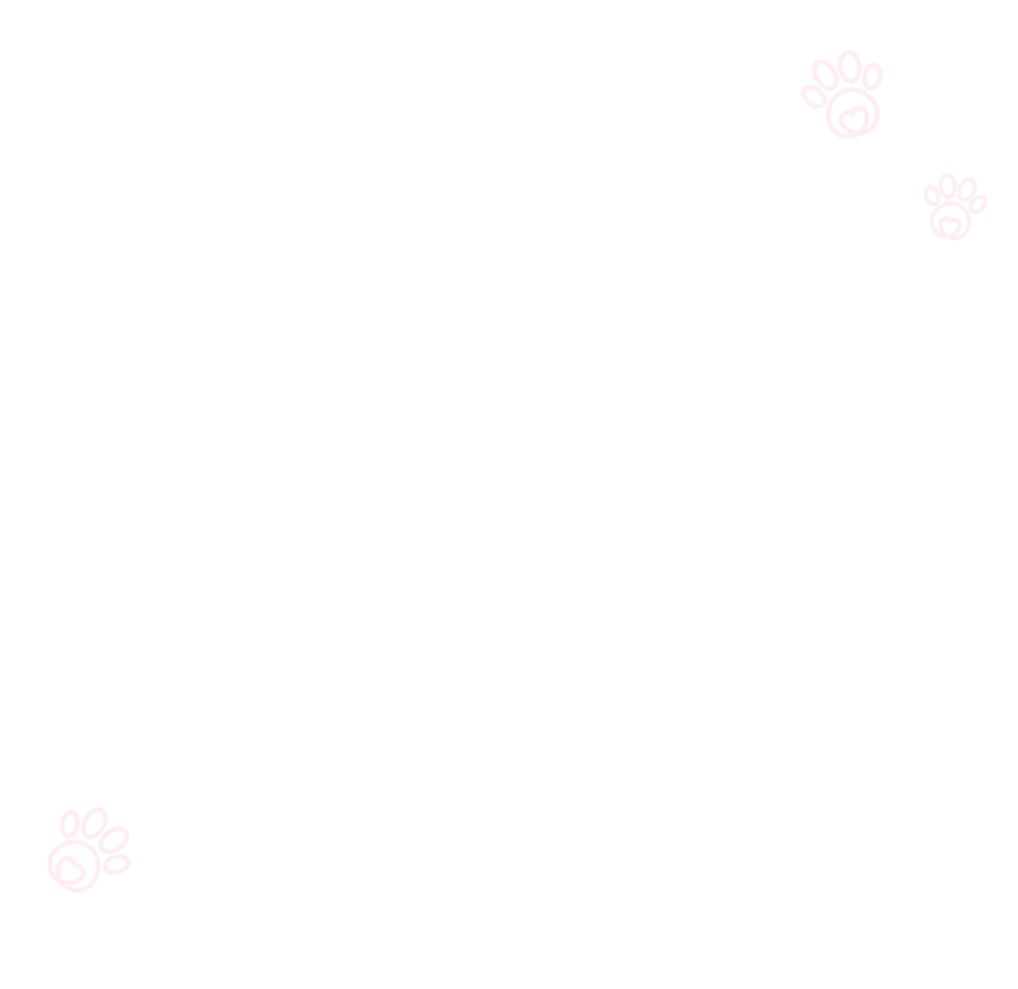 Transparent background with white paw print drawings.