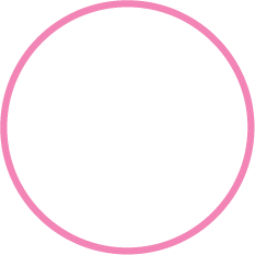 square white frame with pink circle displaying testimonial author's image